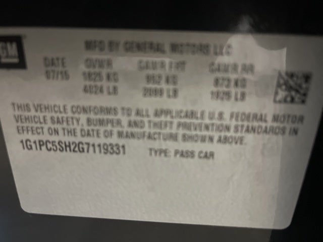 2016 Chevrolet Cruze Limited LS Auto