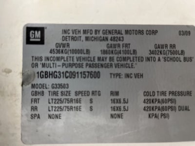 2009 Chevrolet Express Cutaway Work Van