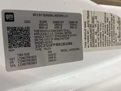 2021 Chevrolet Express Cargo RWD 3500 Regular Wheelbase WT