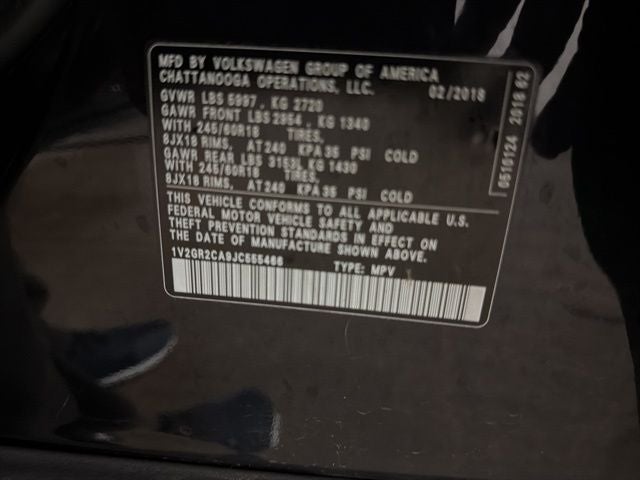 2018 Volkswagen Atlas 3.6L V6 S