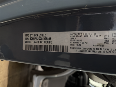 2020 RAM ProMaster 3500 Cargo Van High Roof 159' WB EXT