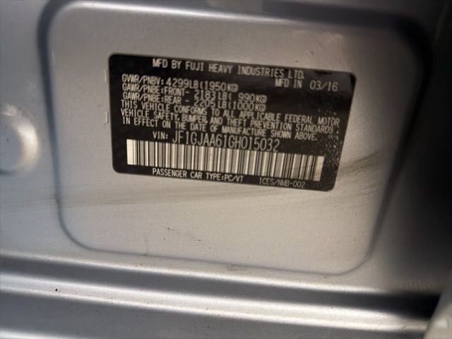 2016 Subaru Impreza 2.0i